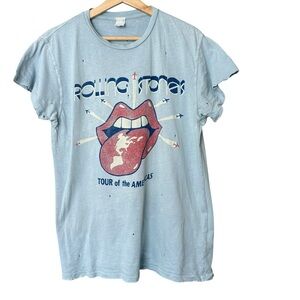 Madeworn Rolling Stones Blue Distressed T Shirt Size Small